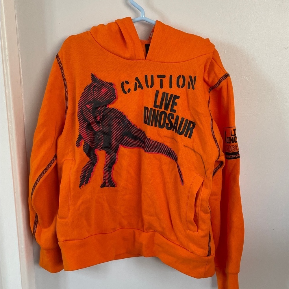 Orange Dinosaur Hoodie for Kids size small